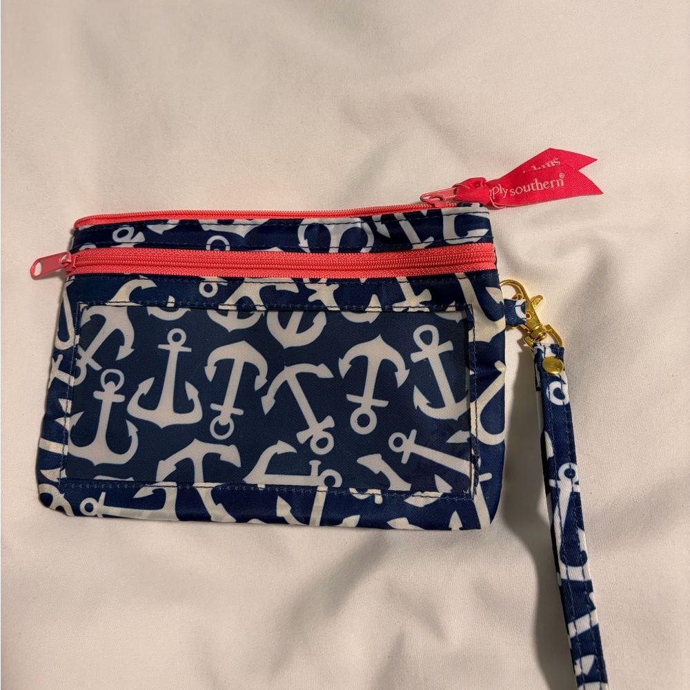 Simply Southern Blue and Pink Anchor Wristlet
